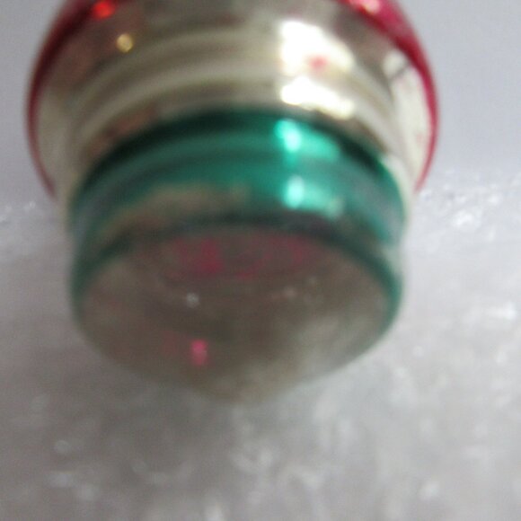 2 Shiny Brite Striped Glass Barrel Chirstmas Ornaments & 1 Fluted teardrop Vtg - Picture 10 of 16